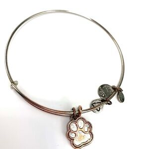 Alex And Ani Paw Print Charm Bangle - Silver, 2.5”- 3.25”